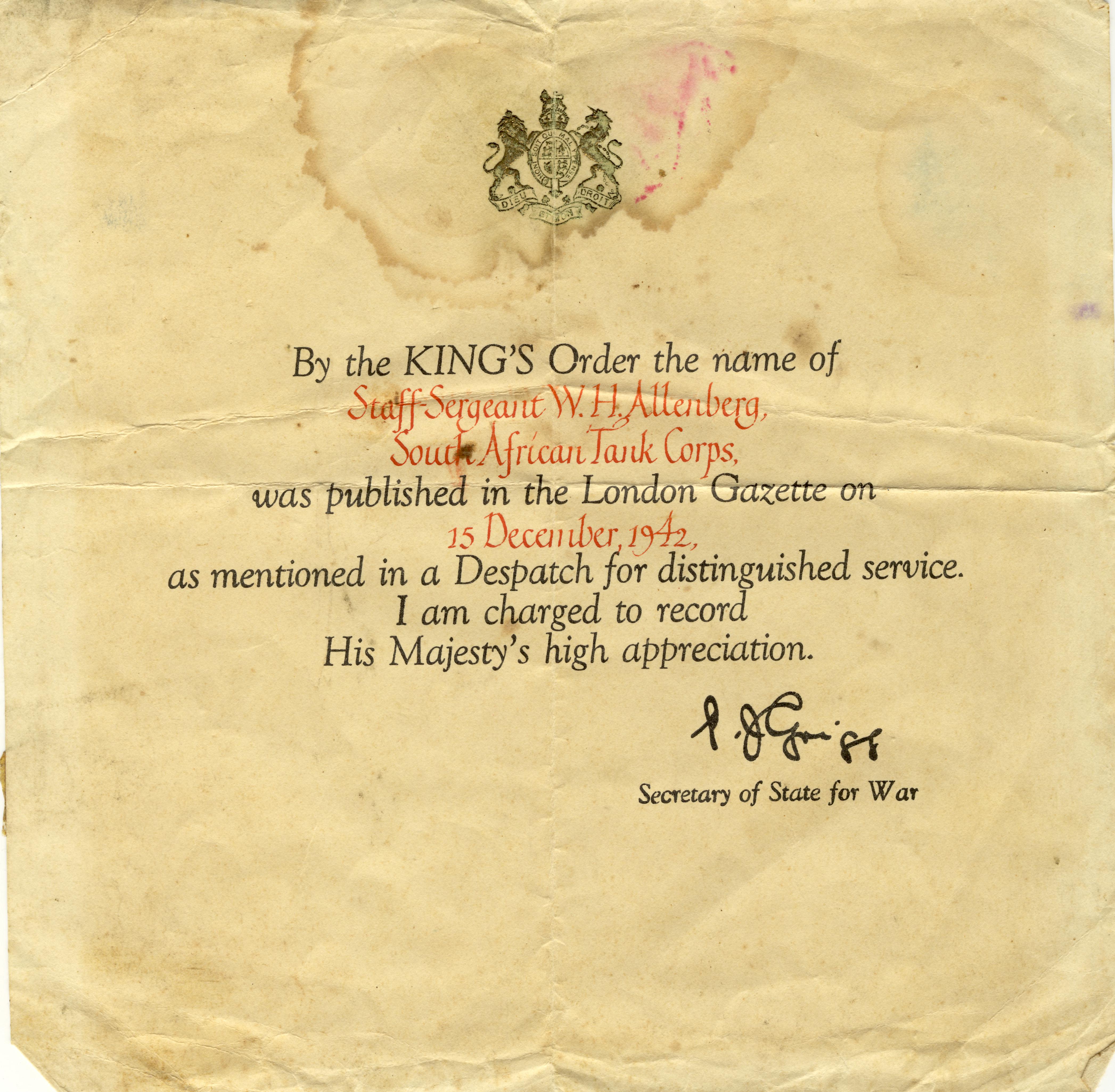 citation_King George VI W.H.Allenberg
